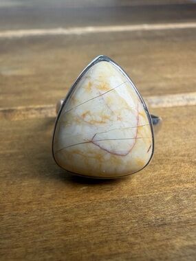 Triangle Shape Jasper Gemstone Ring Women Size 7 Sterling Silver 925 Bohemian